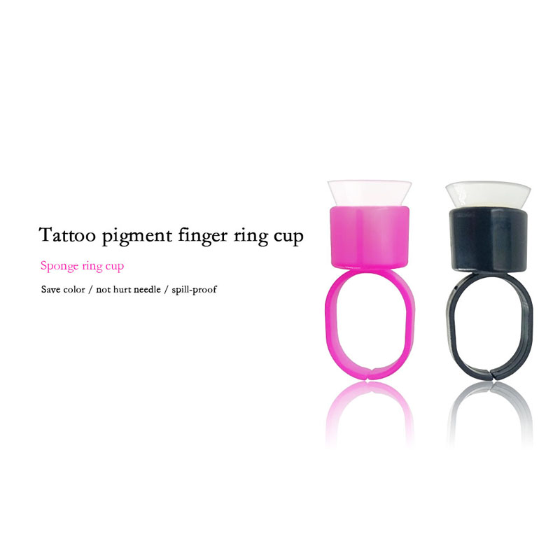 Tattoo Ink Ring Cups Glue with Sponge Microblading Pigment Cup