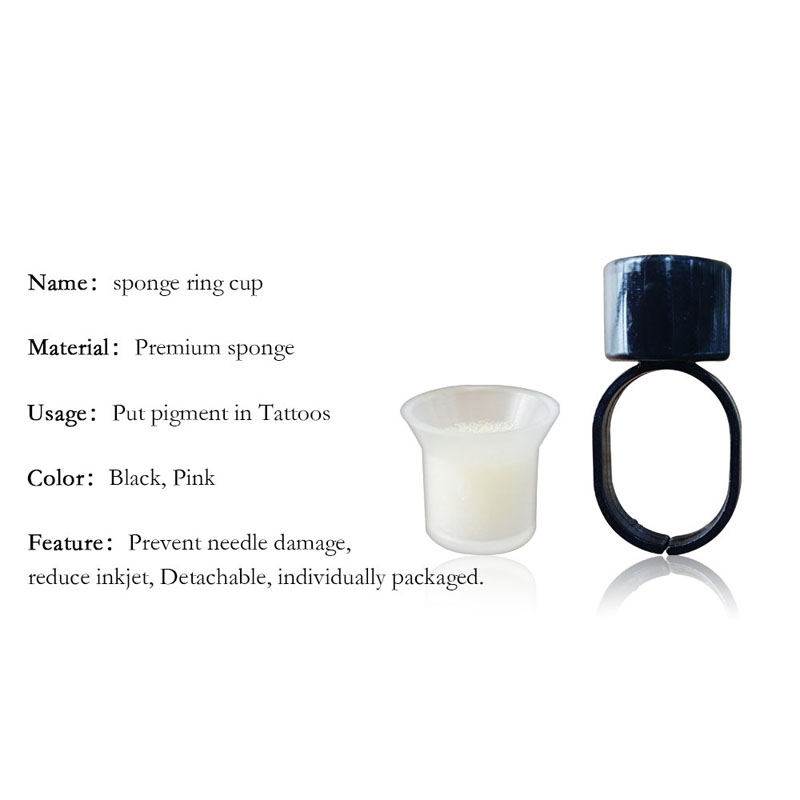 Tattoo Ink Ring Cups Glue with Sponge Microblading Pigment Cup