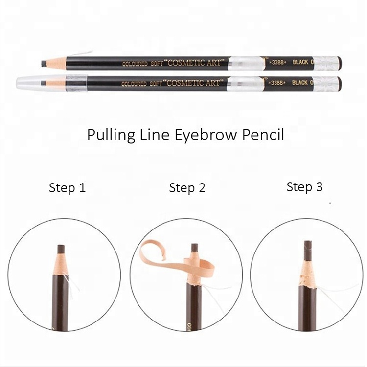 Long Lasting Eyebrow Wooden Pencil Slim Waterproof Microblading Eyebrow Pen For Shaping Wholesale 6Colors Cosmetics Tools