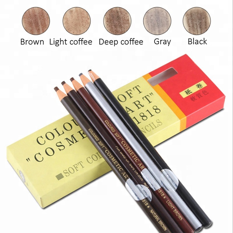 Long Lasting Eyebrow Wooden Pencil Slim Waterproof Microblading Eyebrow Pen For Shaping Wholesale 6Colors Cosmetics Tools