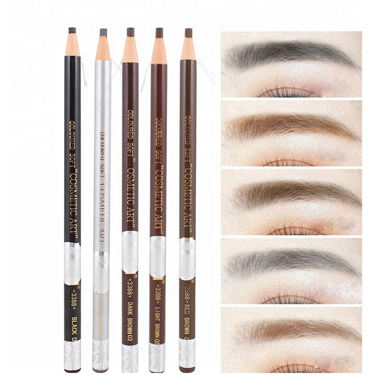 Long Lasting Eyebrow Wooden Pencil Slim Waterproof Microblading Eyebrow Pen For Shaping Wholesale 6Colors Cosmetics Tools