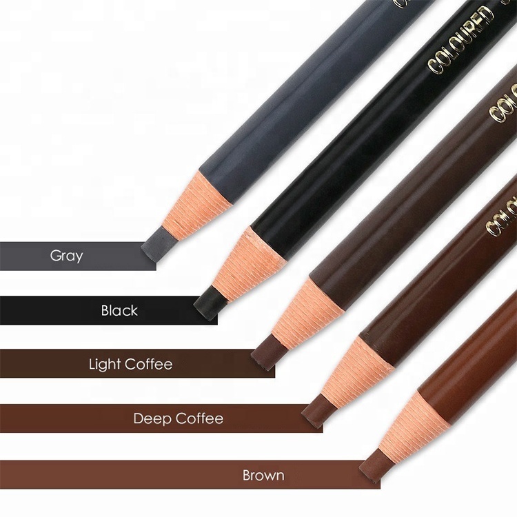 Long Lasting Eyebrow Wooden Pencil Slim Waterproof Microblading Eyebrow Pen For Shaping Wholesale 6Colors Cosmetics Tools