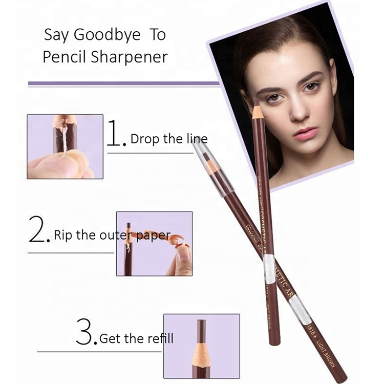 Long Lasting Eyebrow Wooden Pencil Slim Waterproof Microblading Eyebrow Pen For Shaping Wholesale 6Colors Cosmetics Tools