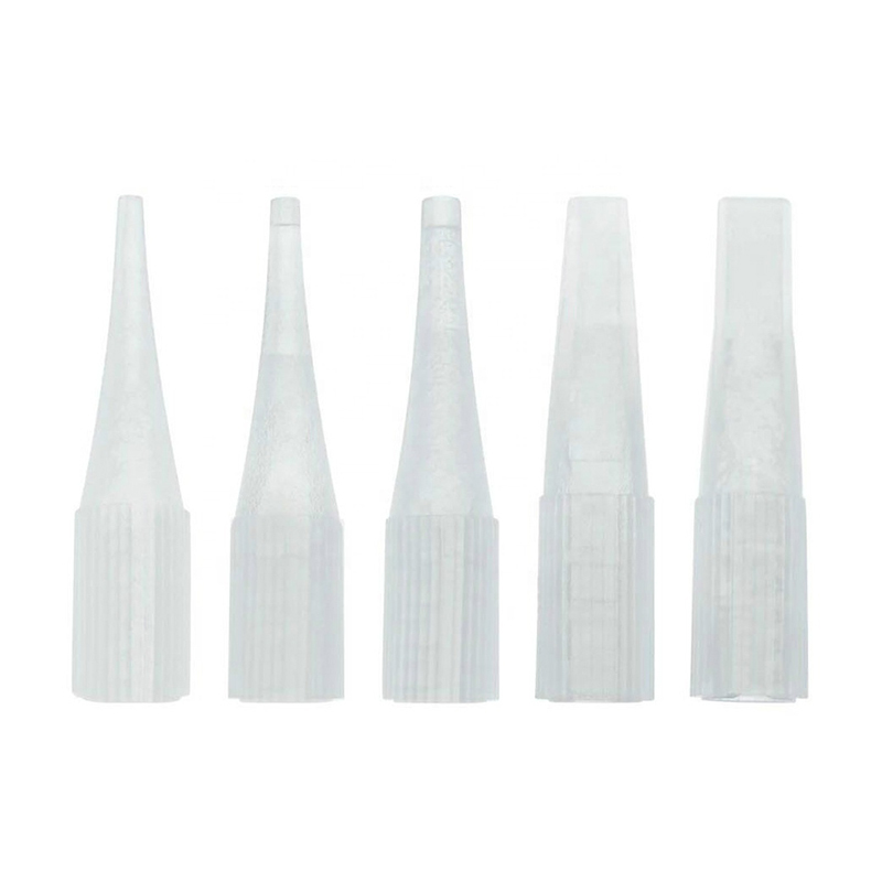Transparent plastic tattoo needle tips round and flat for eyebrow tattoo machine