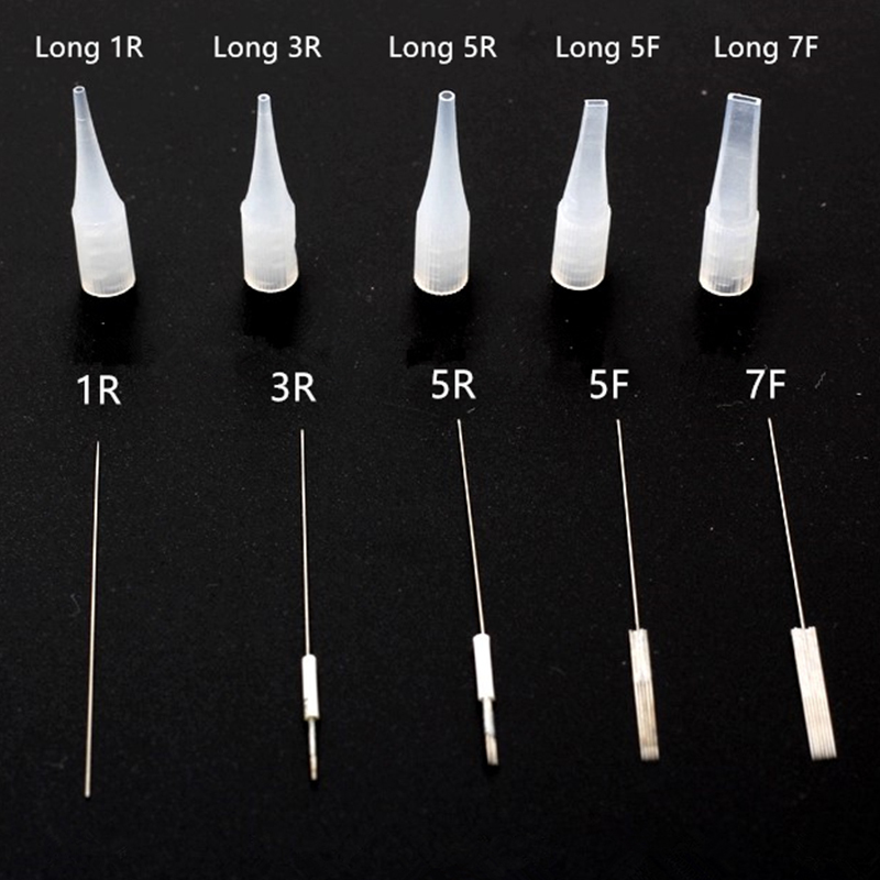 Transparent plastic tattoo needle tips round and flat for eyebrow tattoo machine